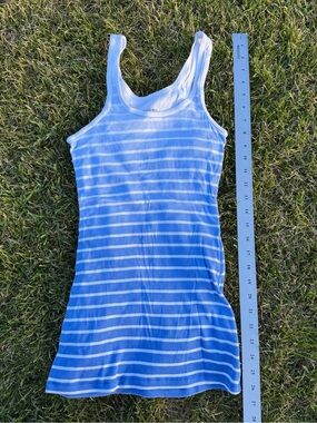 Mossimo Supply Co. Light Blue and White Striped Ribbed Tank
